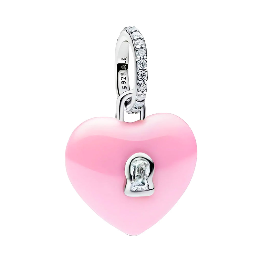 Charm Inspirado Pan 1:1 Corazón Rosa Yours, Plata .925