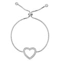 Pulsera con Silueta de Corazón con Micro Circonias y Cadena Cubito Plata .925 con Baño de Rodio