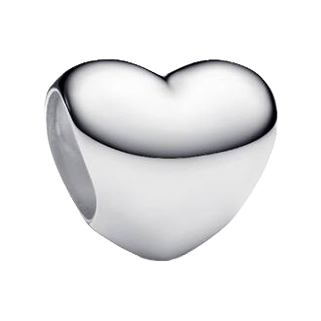 Charm Inspirado Pan 1:1 Corazón Chico Liso Plateado, Plata .925
