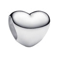 Charm Inspirado Pan 1:1 Corazón Chico Liso Plateado, Plata .925