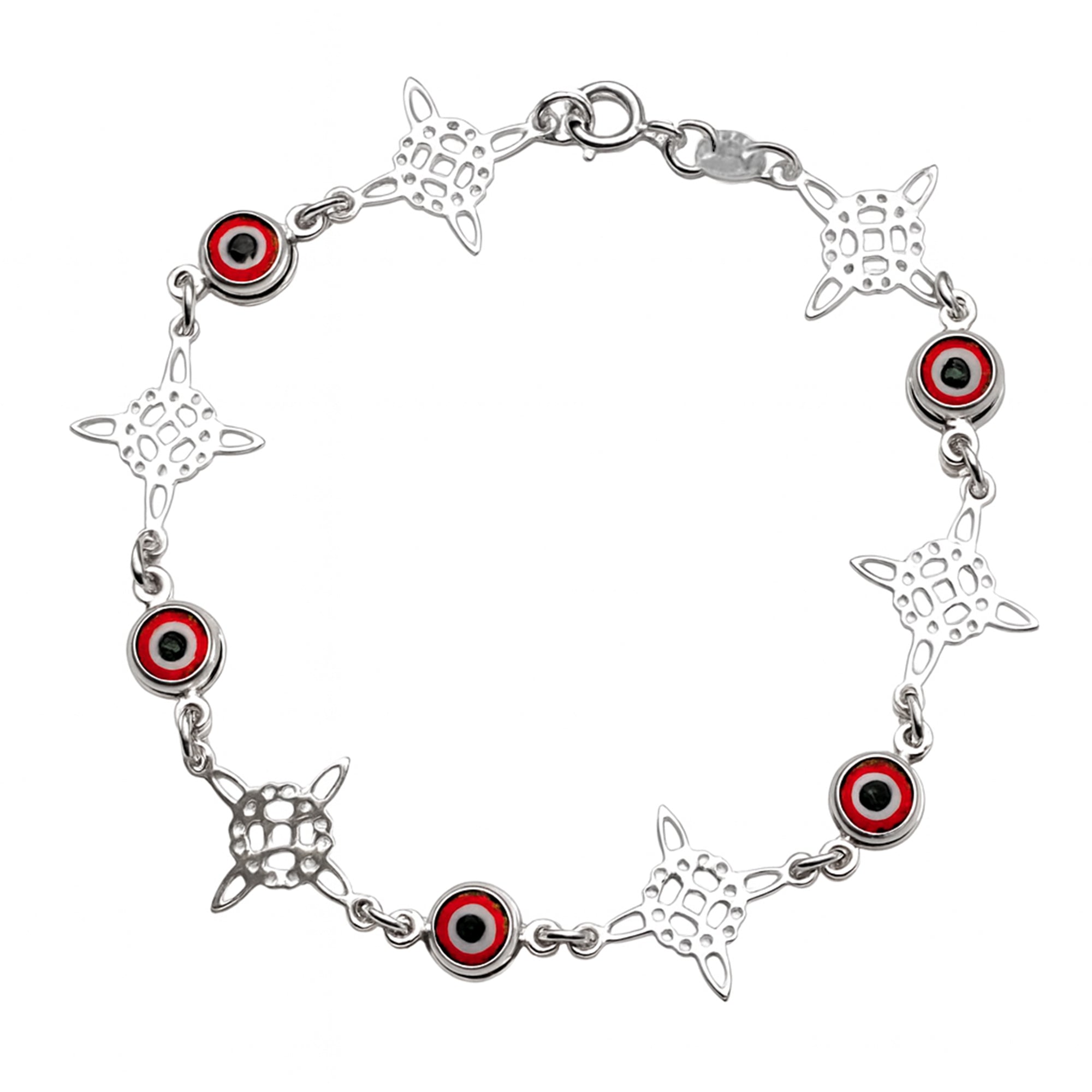Pulsera Nudo de Bruja con Ojo Turco Rojo Plata .925