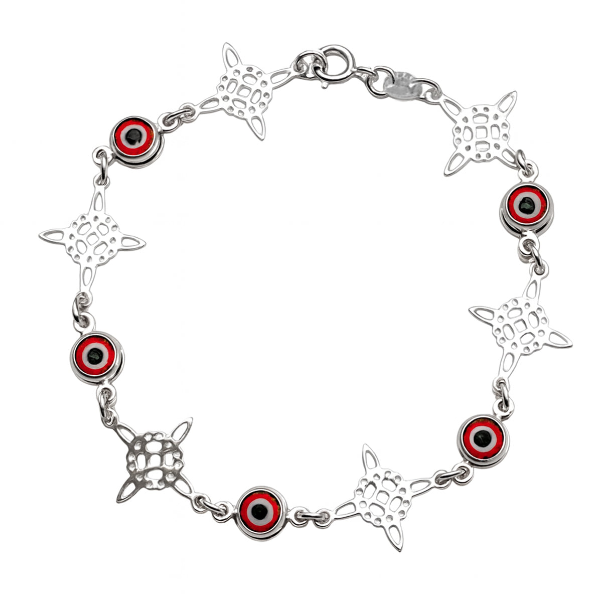 Pulsera Nudo de Bruja con Ojo Turco Rojo Plata .925