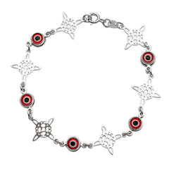 Pulsera Nudo de Bruja con Ojo Turco Rojo Plata .925