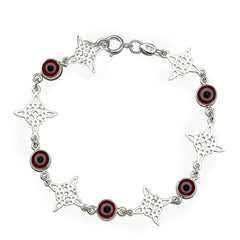Pulsera Nudo de Bruja con Ojo Turco Rojo Plata .925