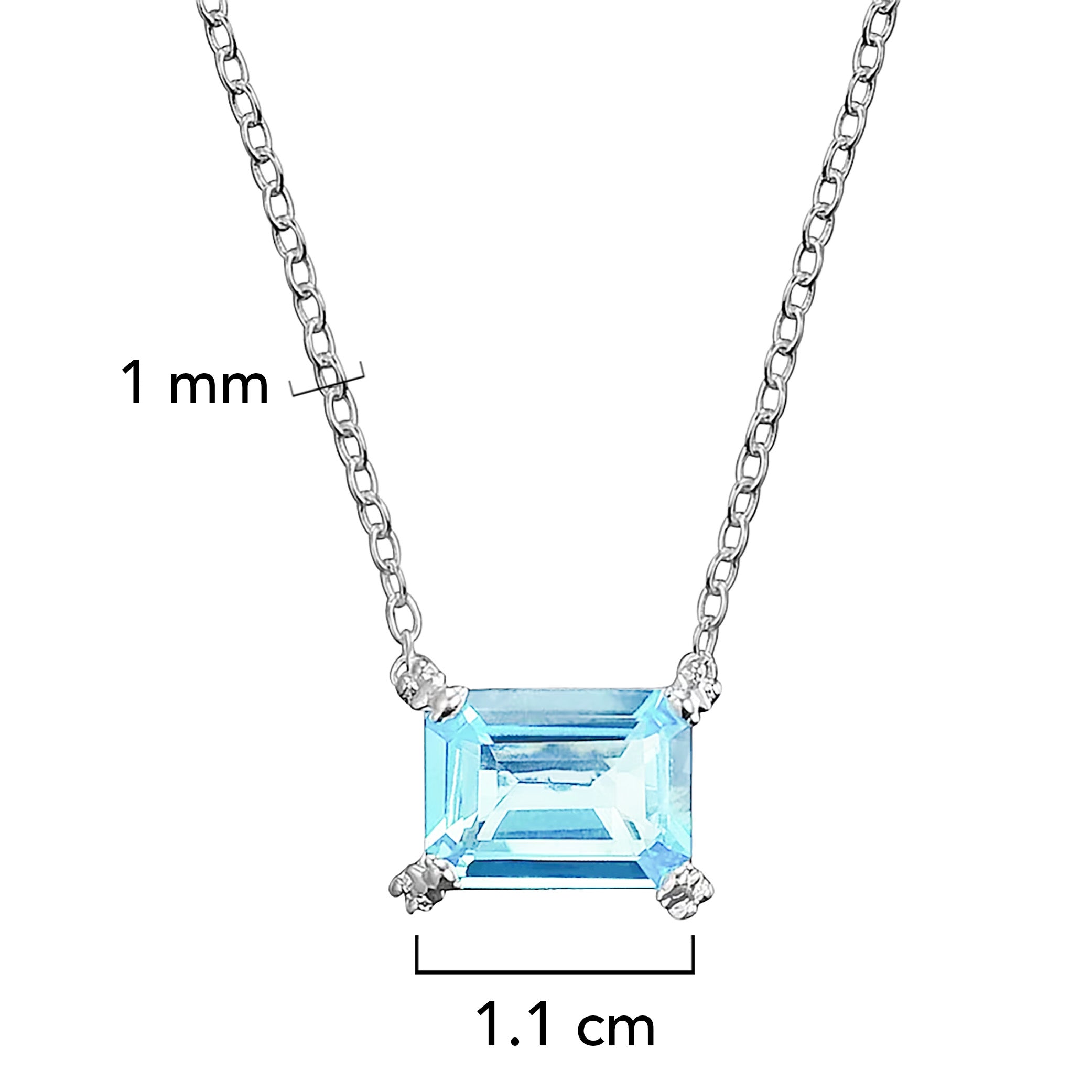 Collar Osos 1:1 Circonia Azul Celeste Plata .925 con Baño de Rodio