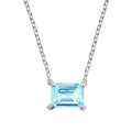 Collar Osos 1:1 Circonia Azul Celeste Plata .925 con Baño de Rodio