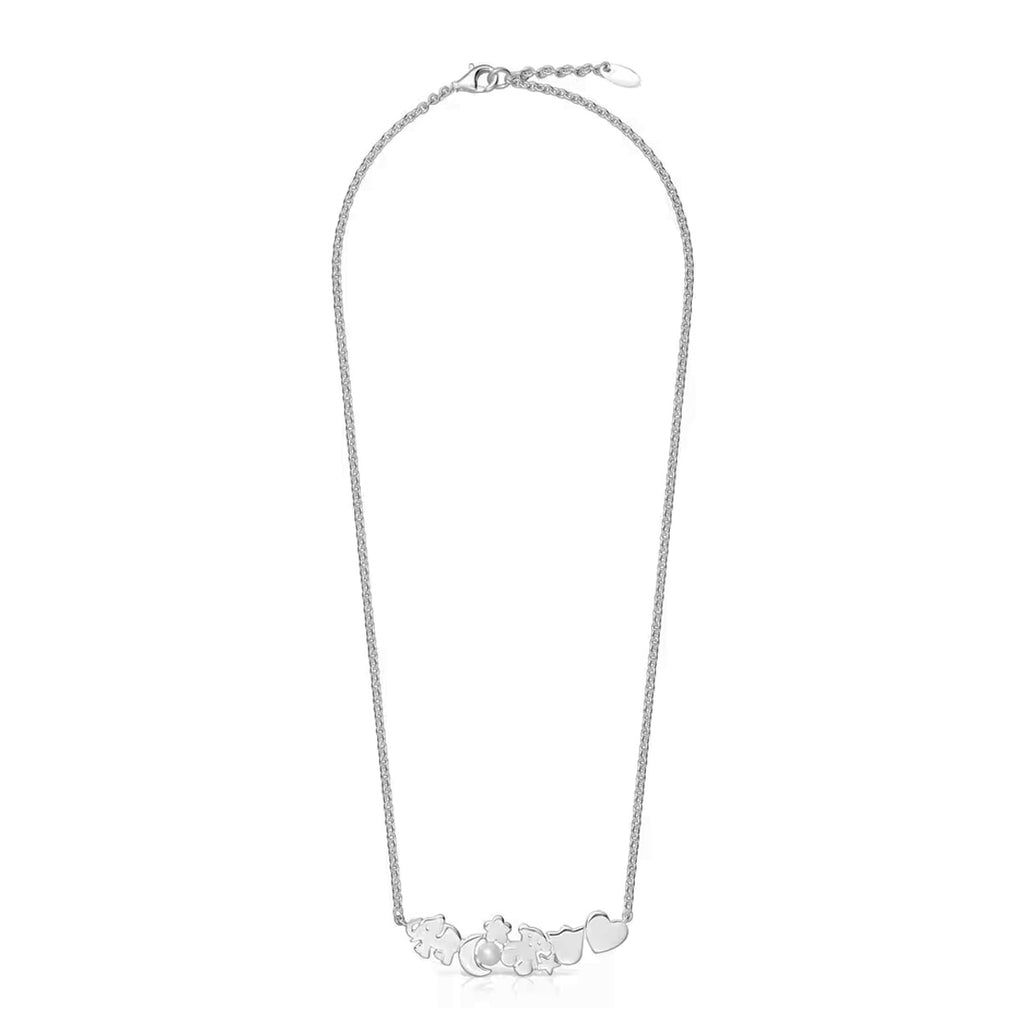 Collar Osos 1:1 Oso y Elefante Nocturnos Plata .925 con Baño de Rodio
