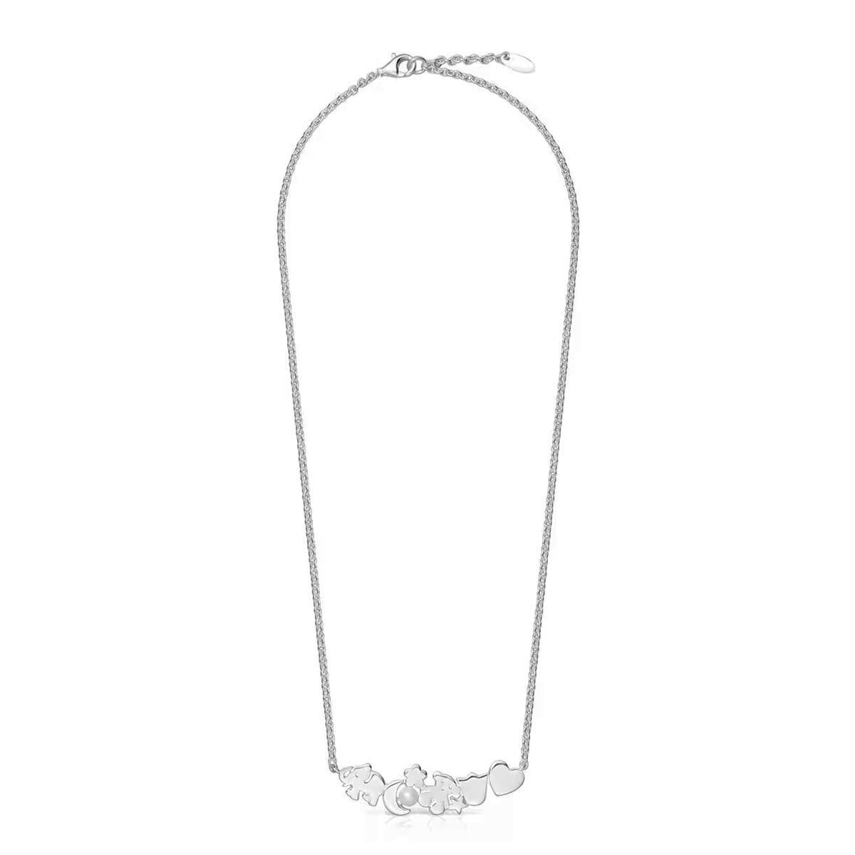 Collar Osos 1:1 Oso y Elefante Nocturnos Plata .925 con Baño de Rodio