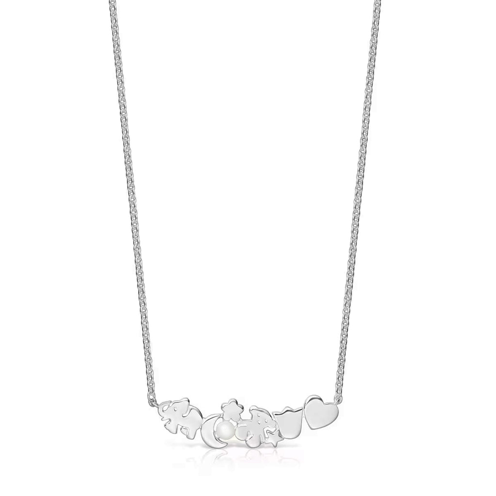 Collar Osos 1:1 Oso y Elefante Nocturnos Plata .925 con Baño de Rodio