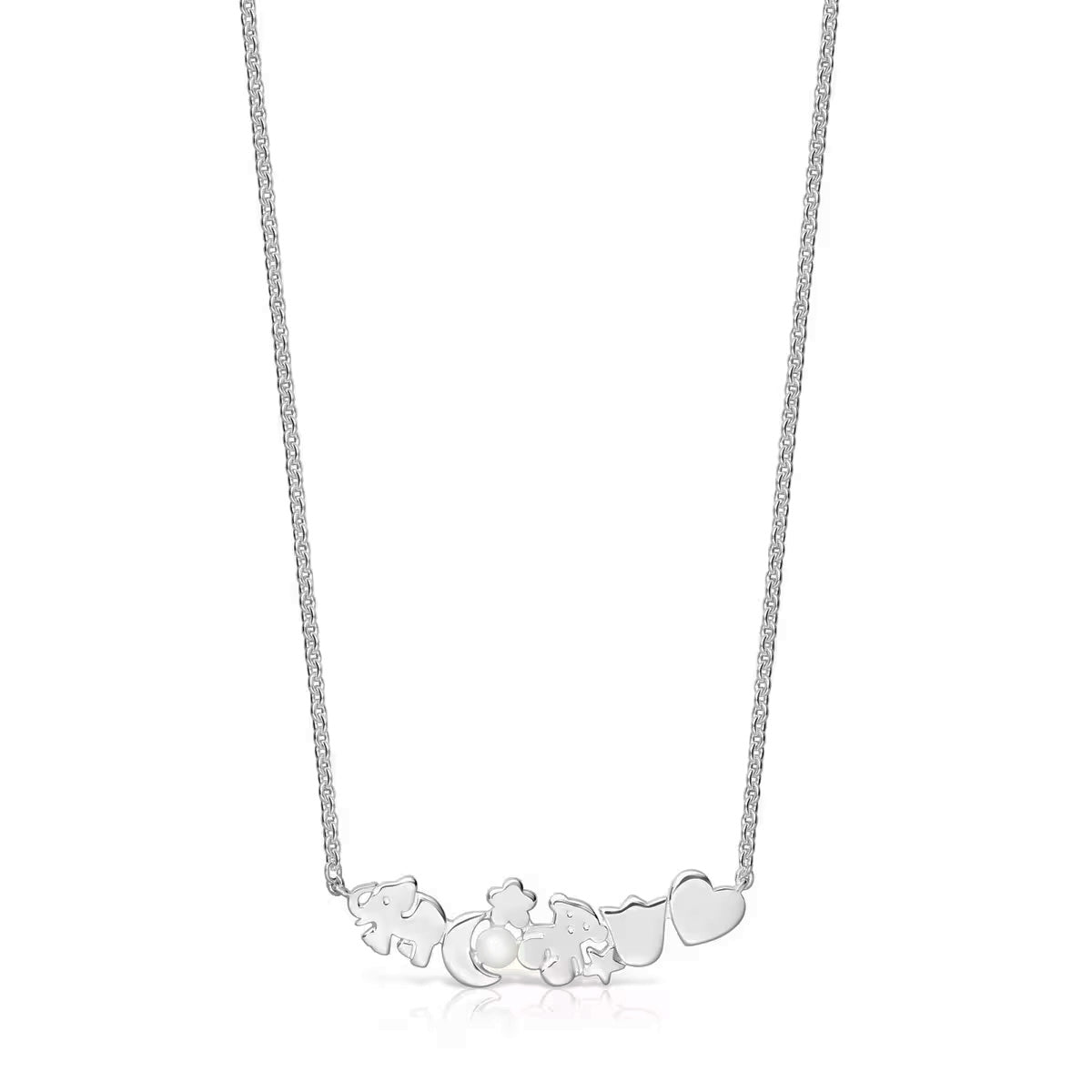 Collar Osos 1:1 Oso y Elefante Nocturnos Plata .925 con Baño de Rodio