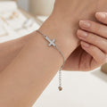 Pulsera con Cruz y Micro Circonias Plata .925 con Baño de Rodio