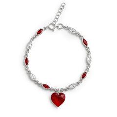 Pulsera Corazones Swarovski Rojos con Circonias Plata .925