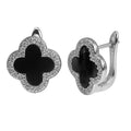 Arracada Huggies Flor Inspirado Van C con Piedras Naturales y Micro Circonias Plata .925 con Baño de Rodio