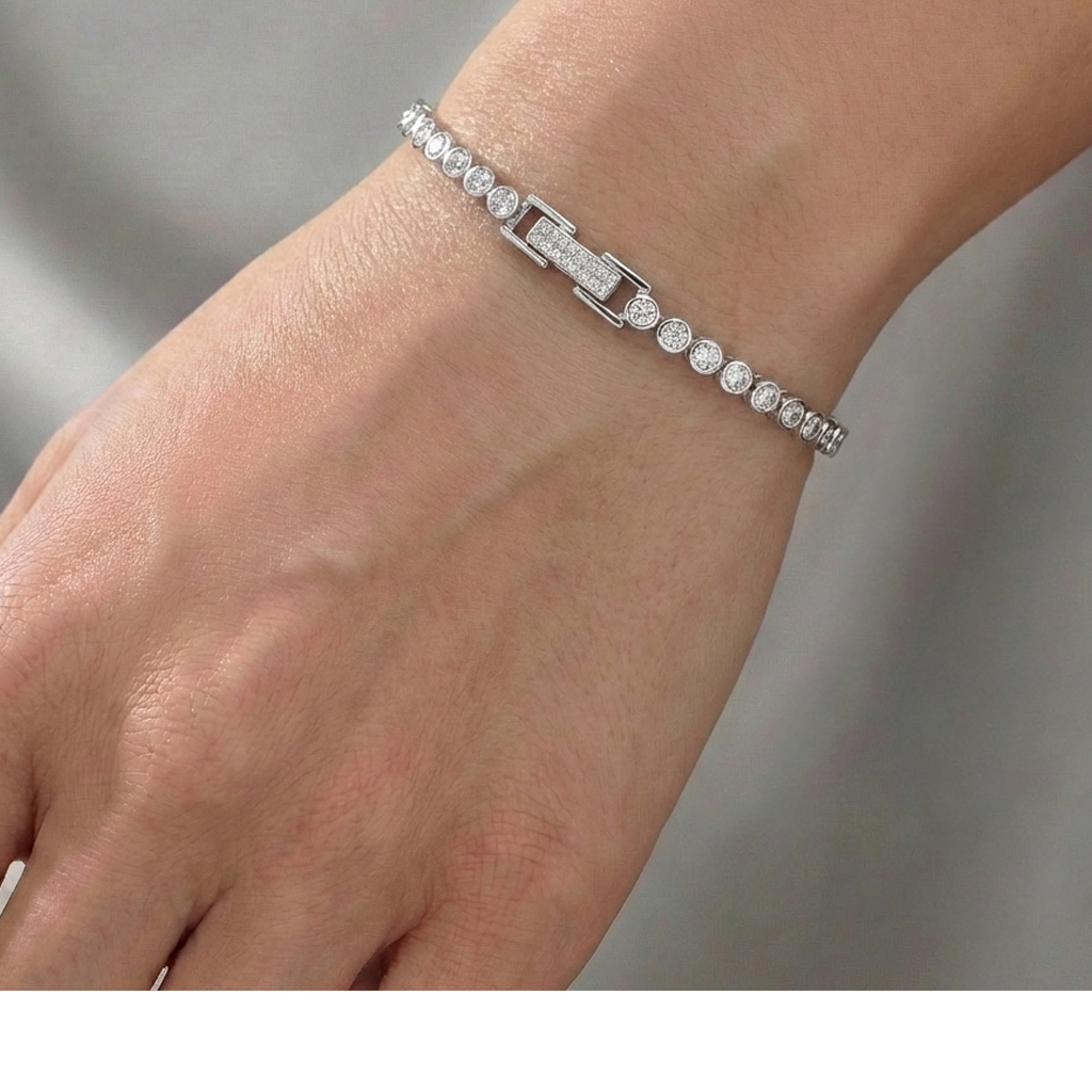 Pulsera Circonias Biseladas Plata .925 con Rodio