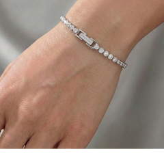 Pulsera Circonias Biseladas Plata .925 con Rodio