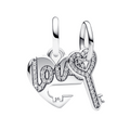 Charm Inspirado Pan 1:1 Corazón Con Llave y Micro Circonias Plata .925