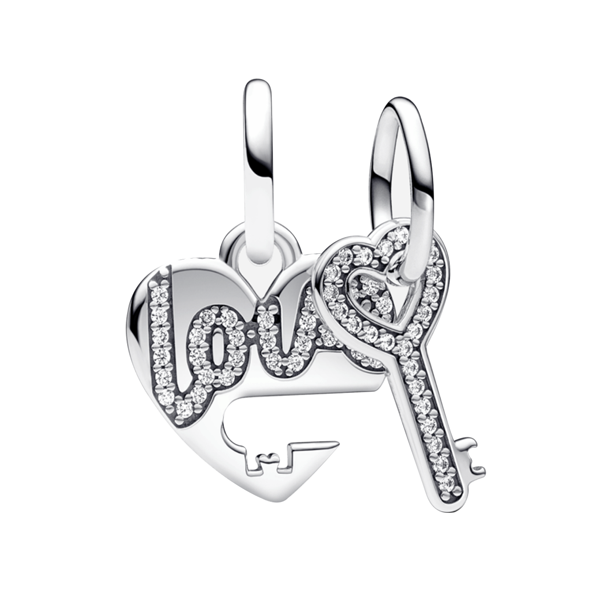 Charm Inspirado Pan 1:1 Corazón Con Llave y Micro Circonias Plata .925