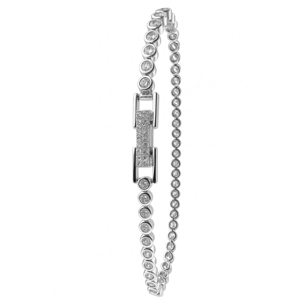 Pulsera Circonias Biseladas Plata .925 con Baño de Rodio