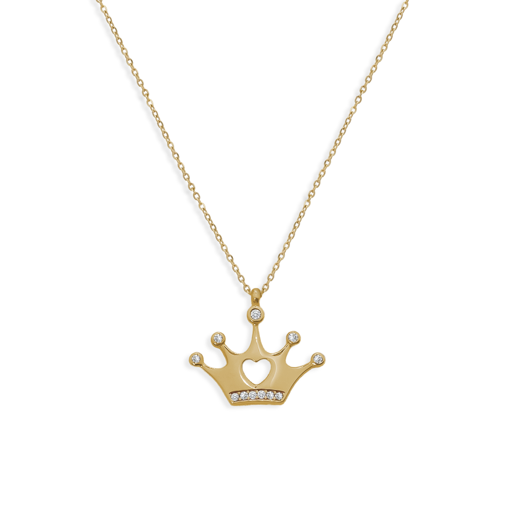 Collar Corona con Micro Circonias Oro 10K