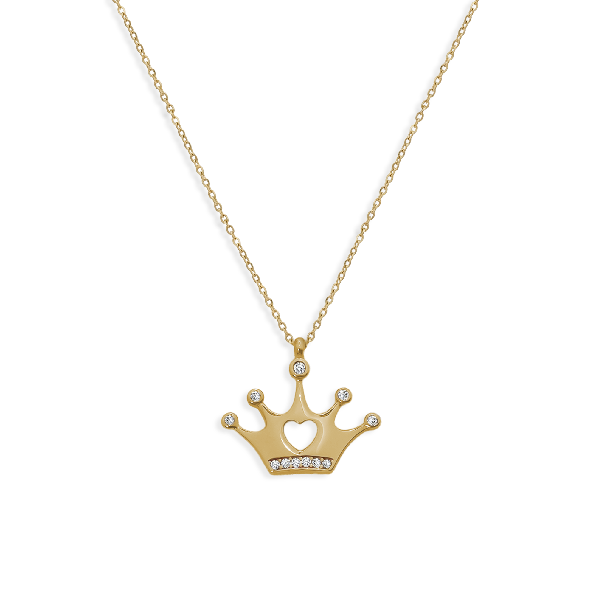 Collar Corona con Micro Circonias Oro 10K