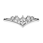 Anillo Inspirado Pan 1.1 Chico Tiara 5 Circonias Semilla Plata .925