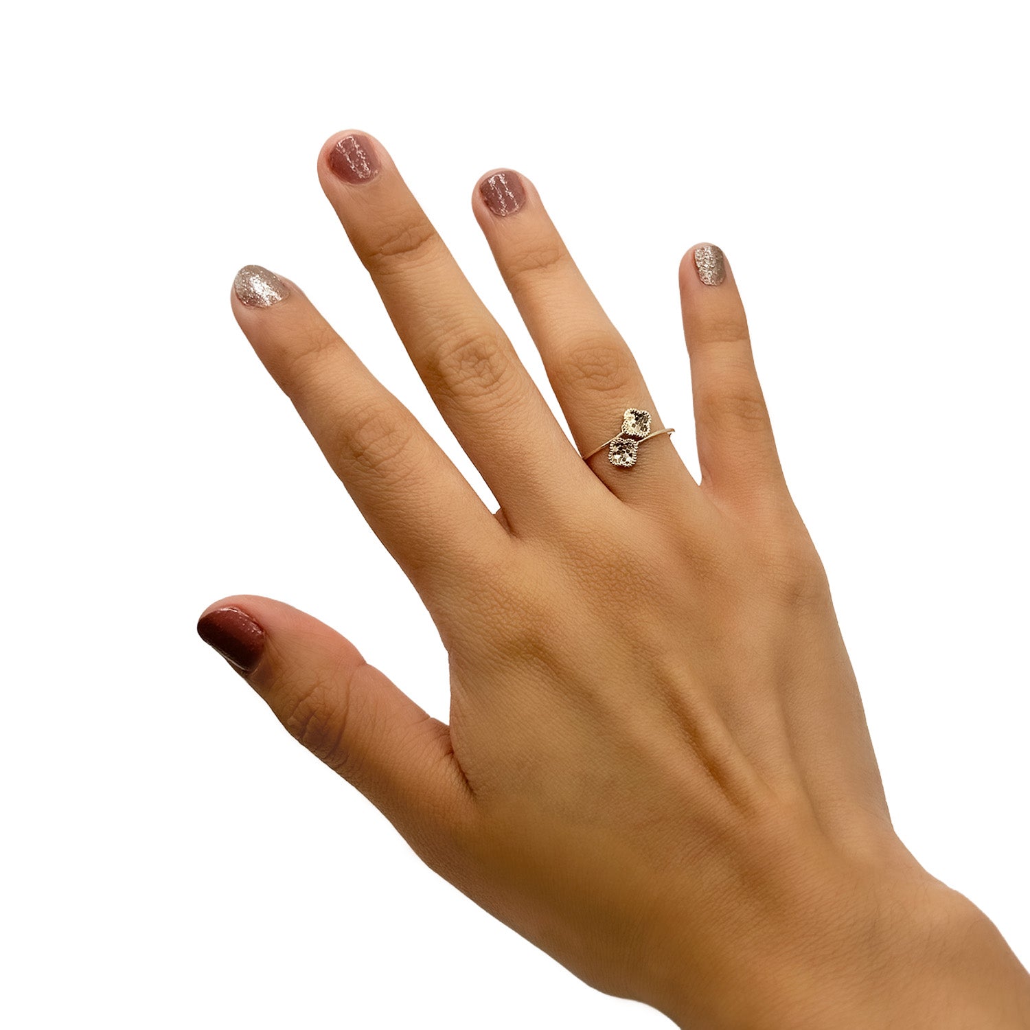 Anillo Flor Inspirado Van C Diamantado con Reflejo Oro 10K