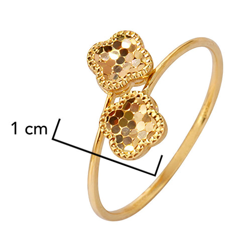 Anillo Flor Inspirado Van C Diamantado con Reflejo Oro 10K