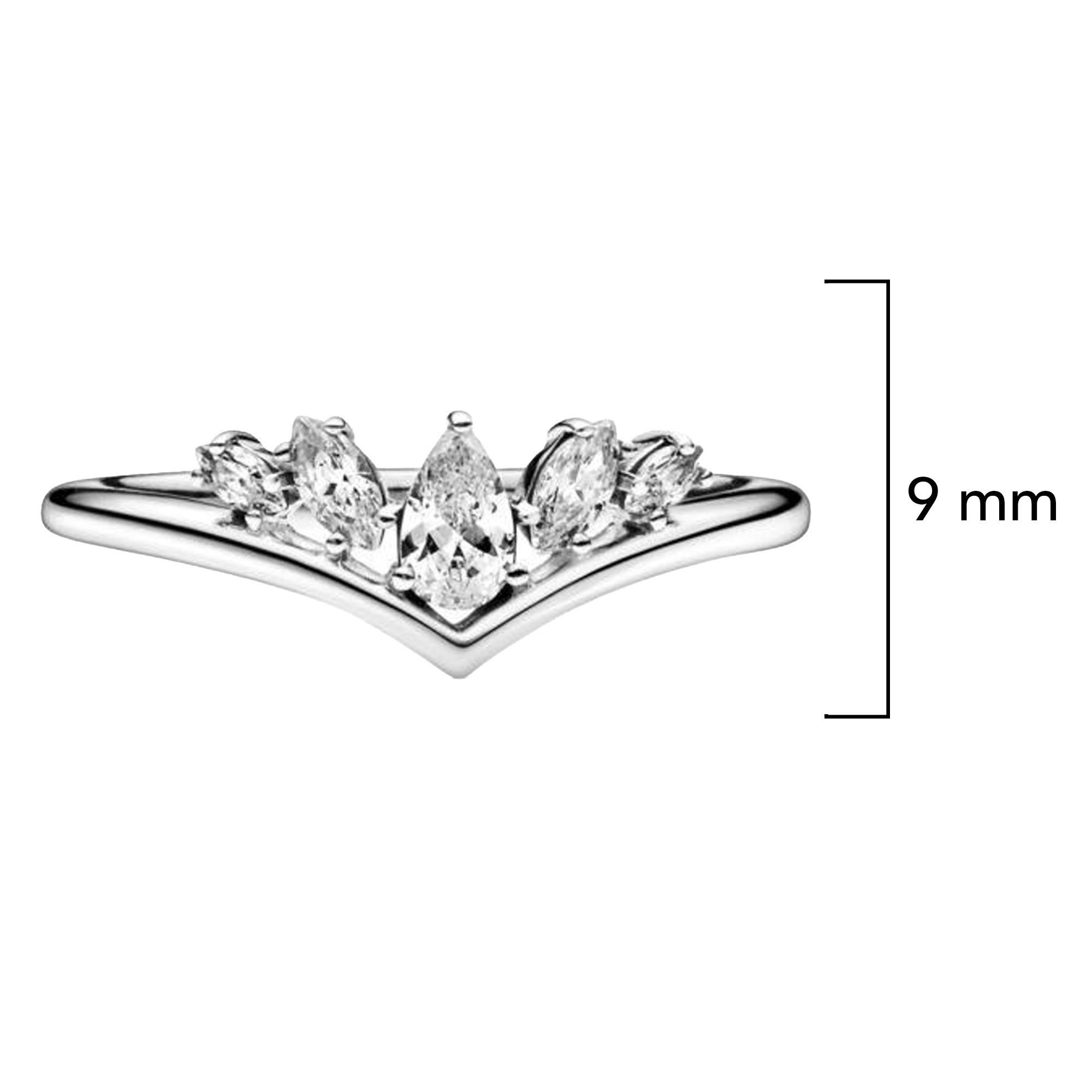 Anillo Inspirado Pan 1.1 Tiara 5 Circonias Semilla Plata .925