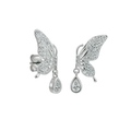 Broquel Ala de Mariposa con Micro Circonias Plata .925 con Baño de Rodio