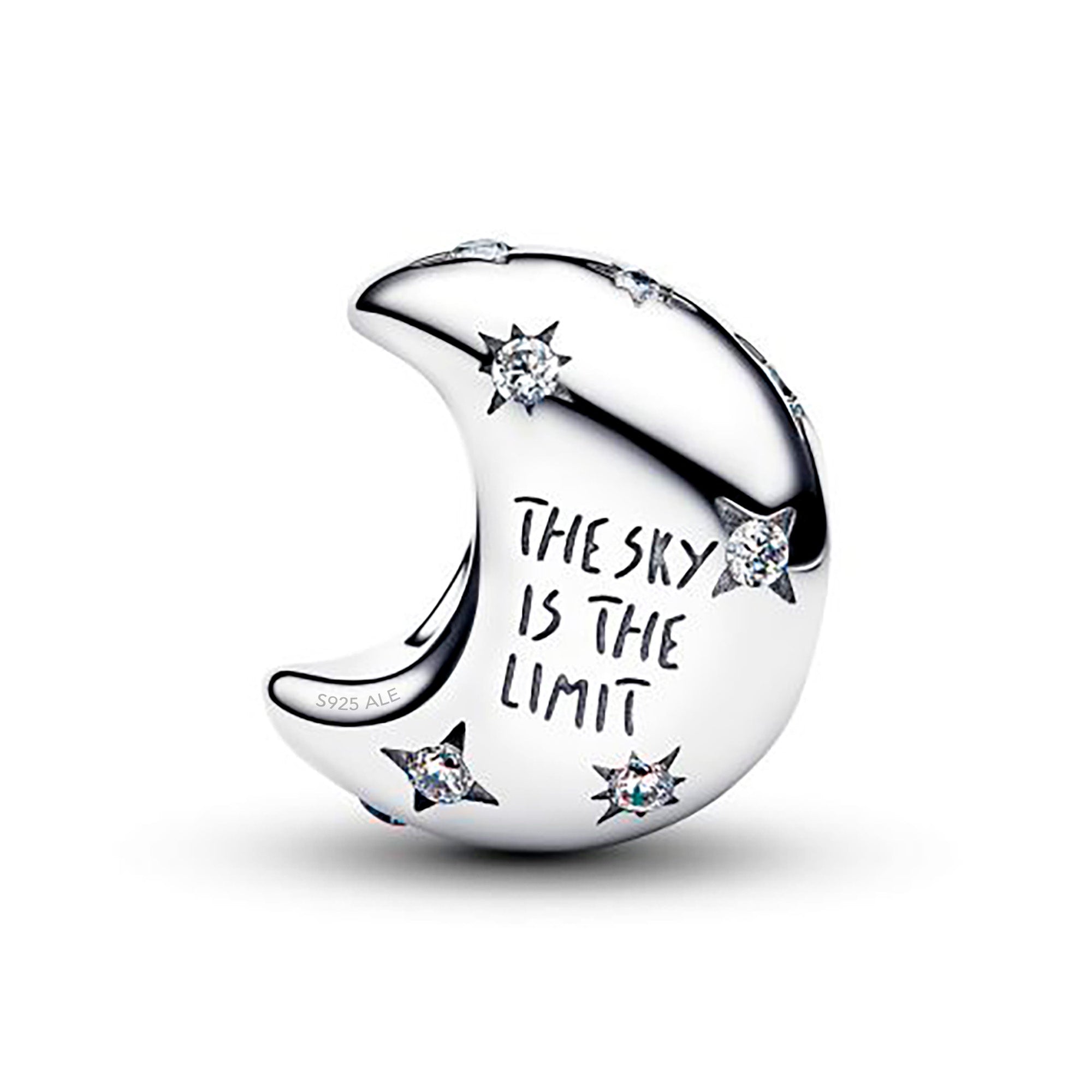 Charm Inspirado Pan 1:1 Luna con Circonias, Plata .925