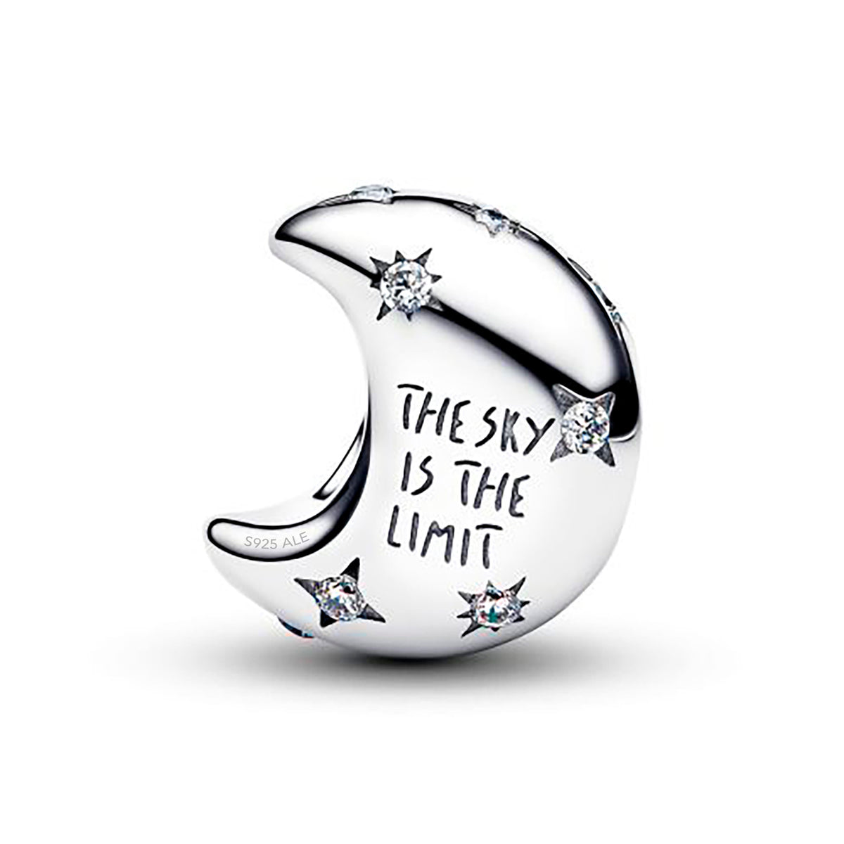 Charm Inspirado Pan 1:1 Luna con Circonias, Plata .925