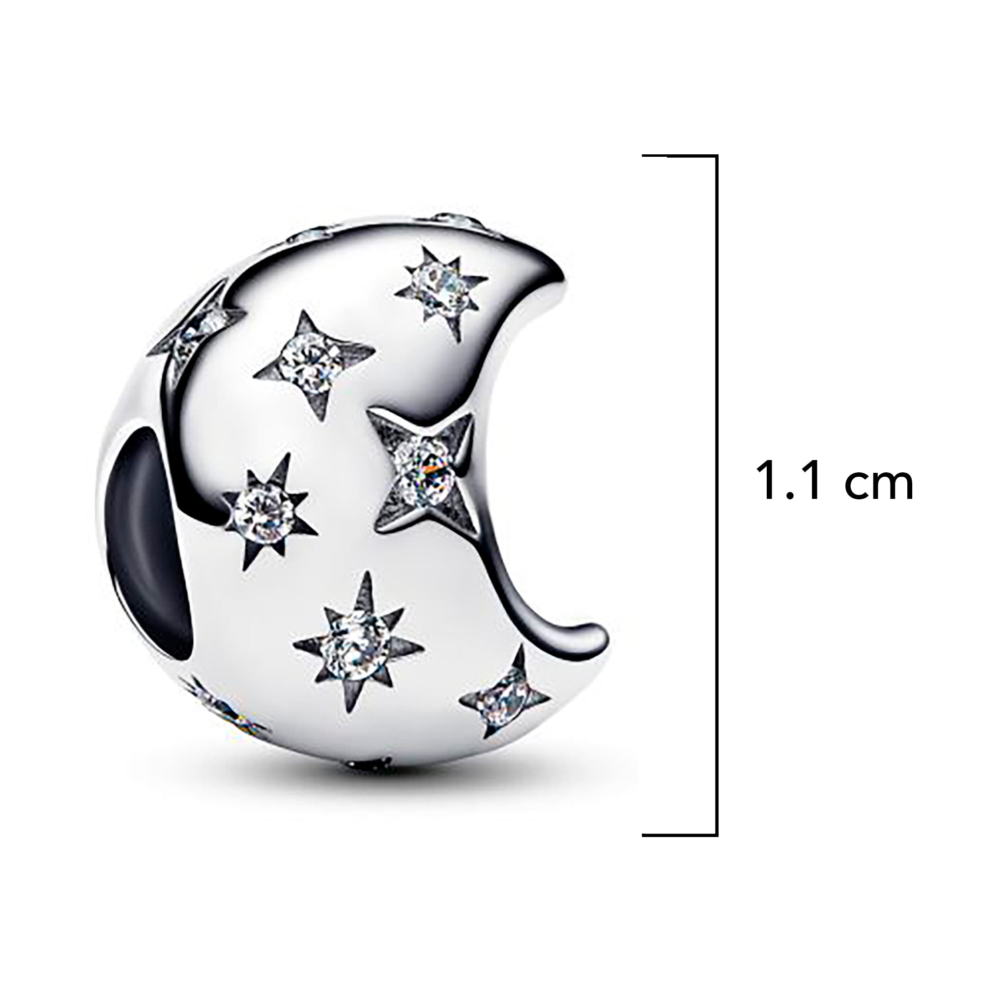 Charm Inspirado Pan 1:1 Luna con Circonias, Plata .925