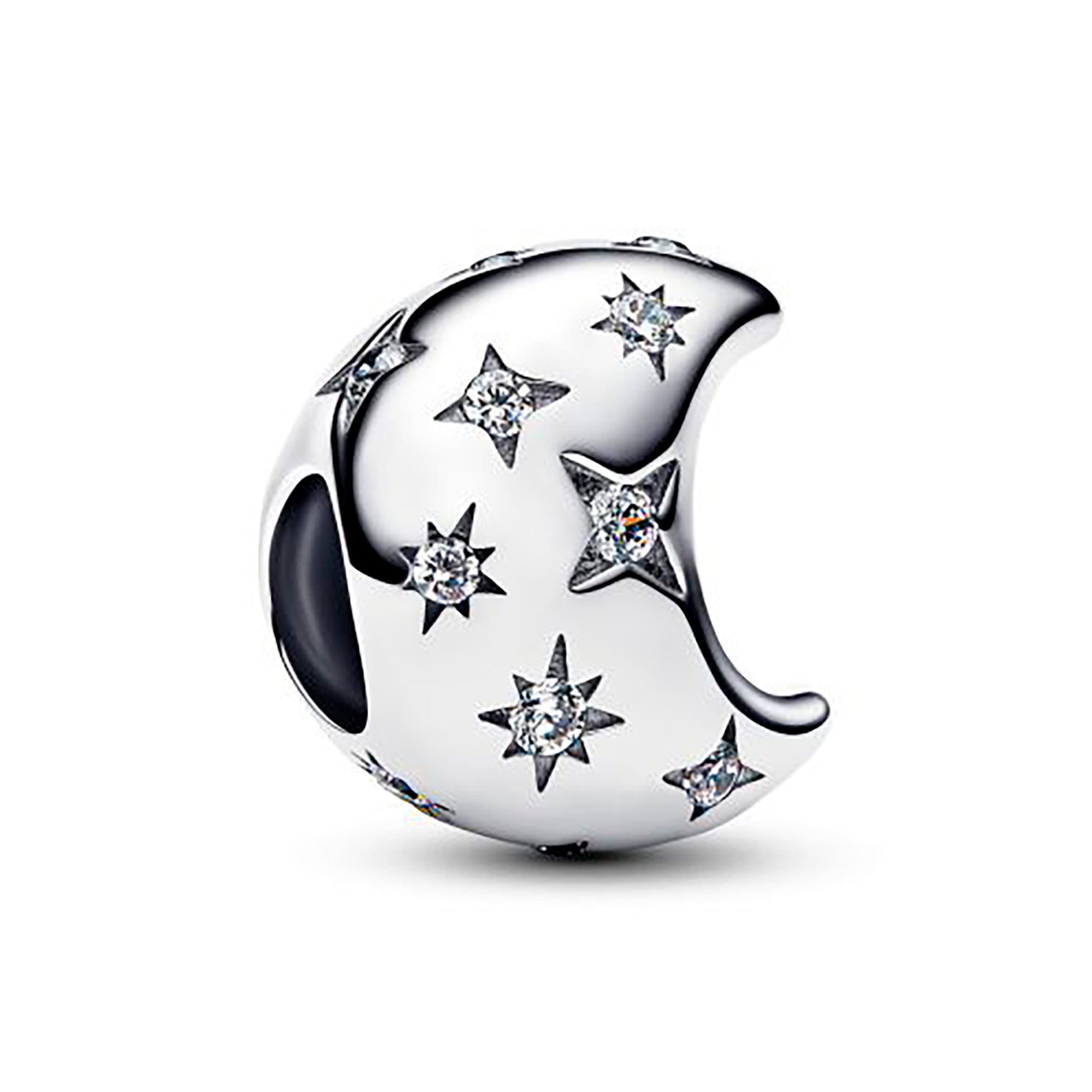 Charm Inspirado Pan 1:1 Luna con Circonias, Plata .925