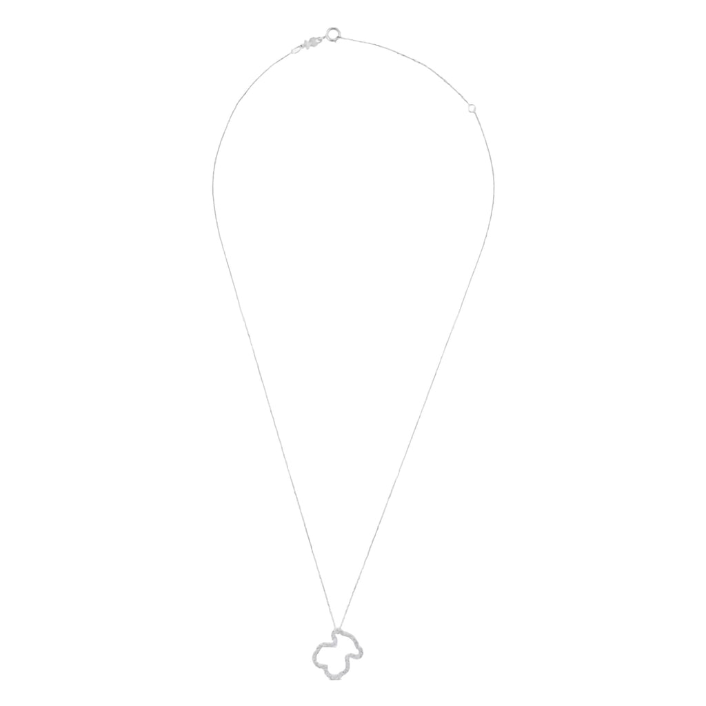 Collar Osos 1:1 Silueta Grande de Oso con Circonias Plata .925 con Baño de Rodio