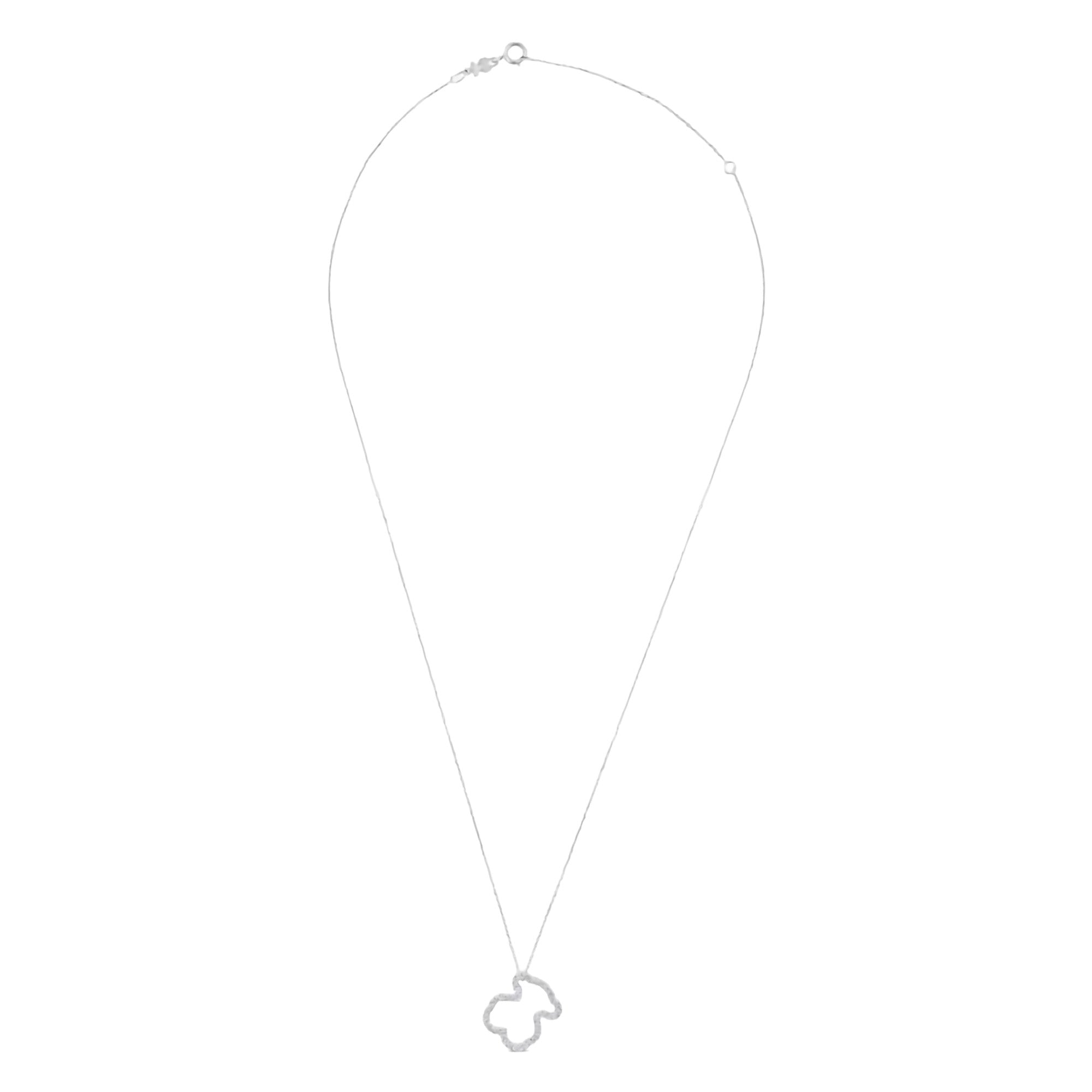 Collar Osos 1:1 Silueta Grande de Oso con Circonias Plata .925 con Baño de Rodio