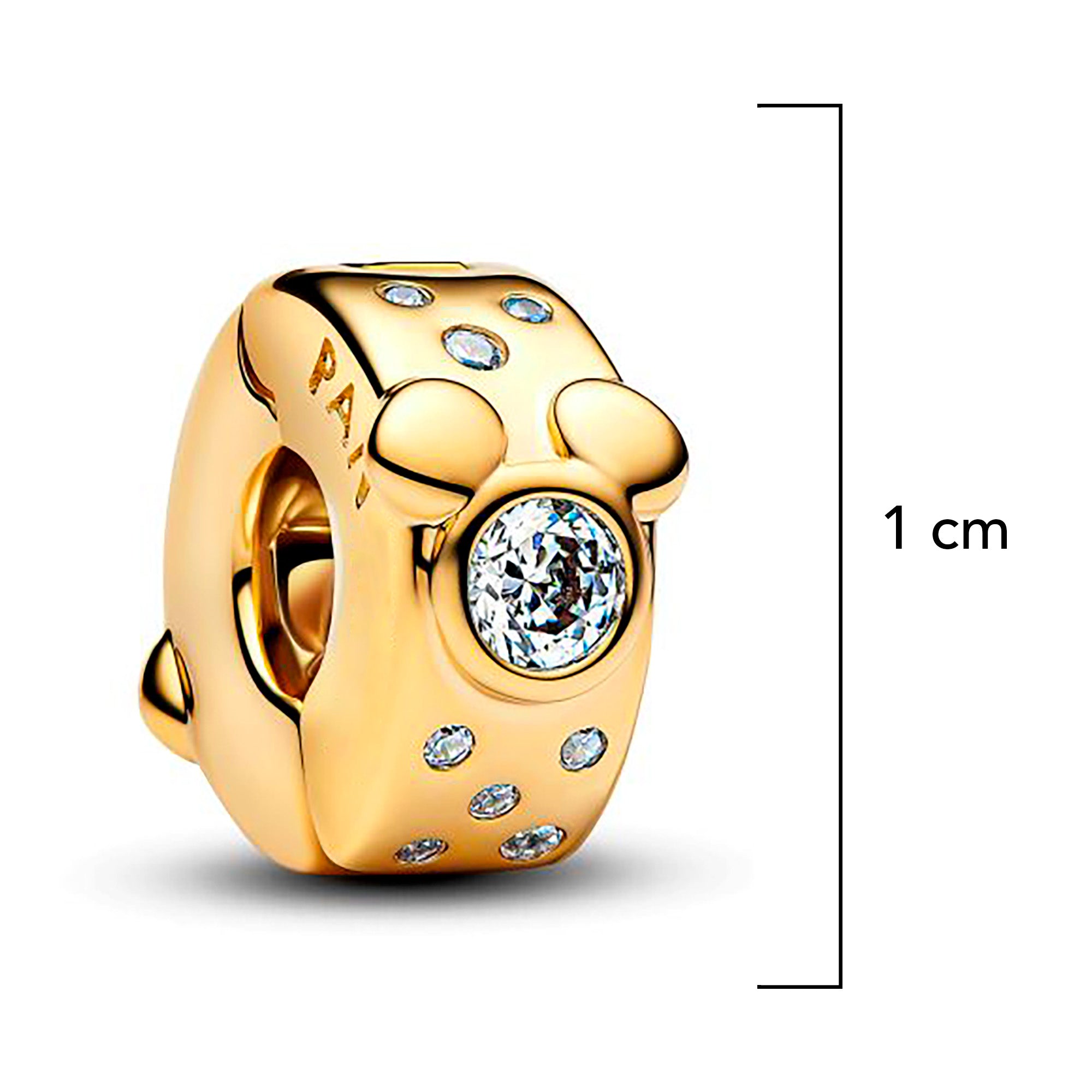 Charm Inspirado Pan 1:1 Clip Mickey Dorado con Circonia, Plata .925