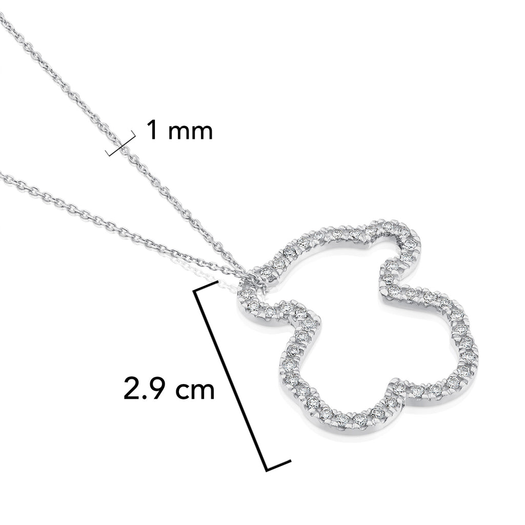 Collar Osos 1:1 Silueta Grande de Oso con Circonias Plata .925 con Baño de Rodio