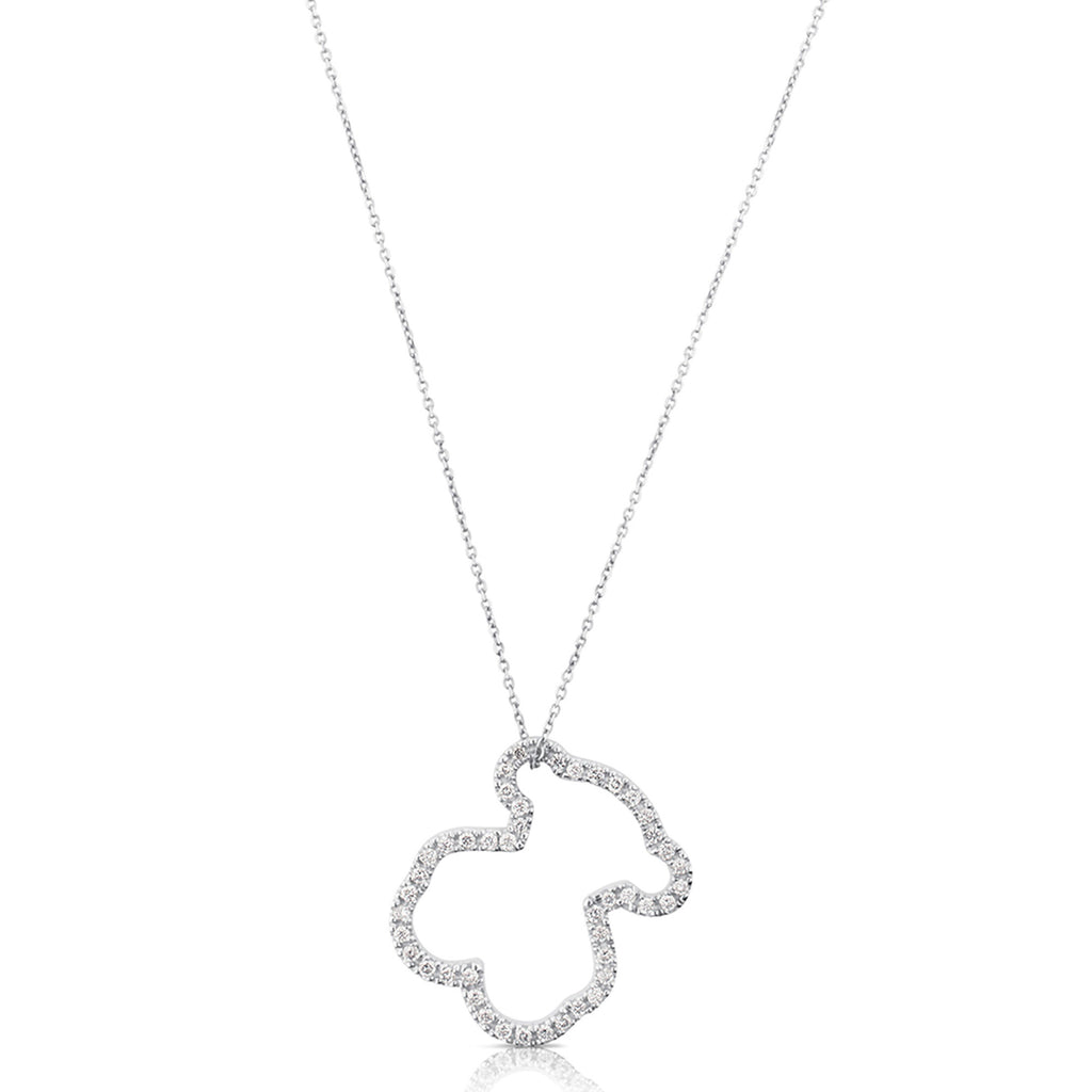Collar Osos 1:1 Silueta Grande de Oso con Circonias Plata .925 con Baño de Rodio