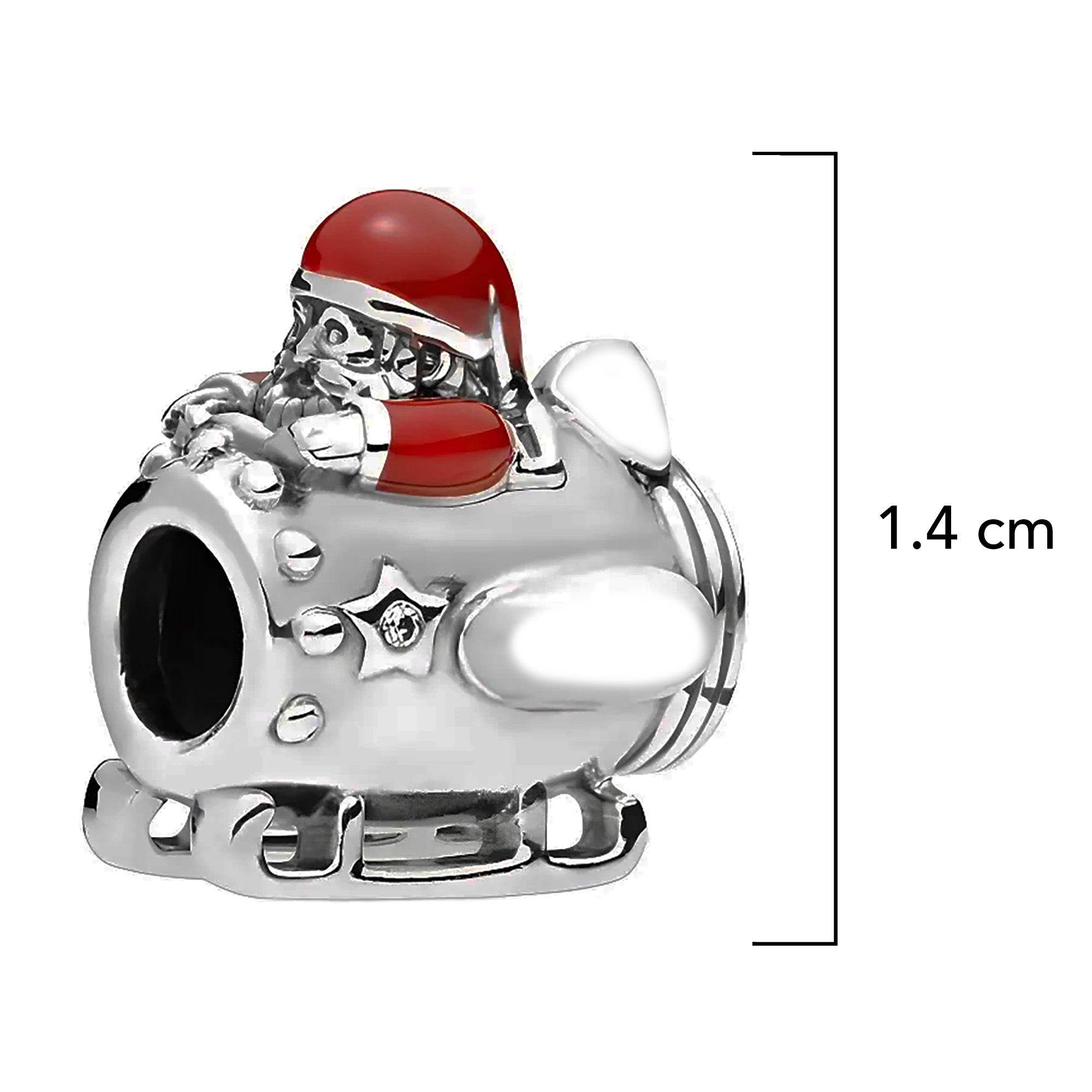 Charm Inspirado Pan 1:1 Cohete de Santa Claus, Plata .925