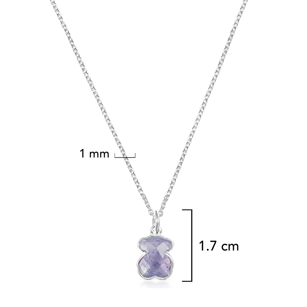 Collar Osos 1:1 Oso Amatista Plata .925 con Baño de Rodio