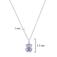 Collar Osos 1:1 Oso Amatista Plata .925 con Baño de Rodio
