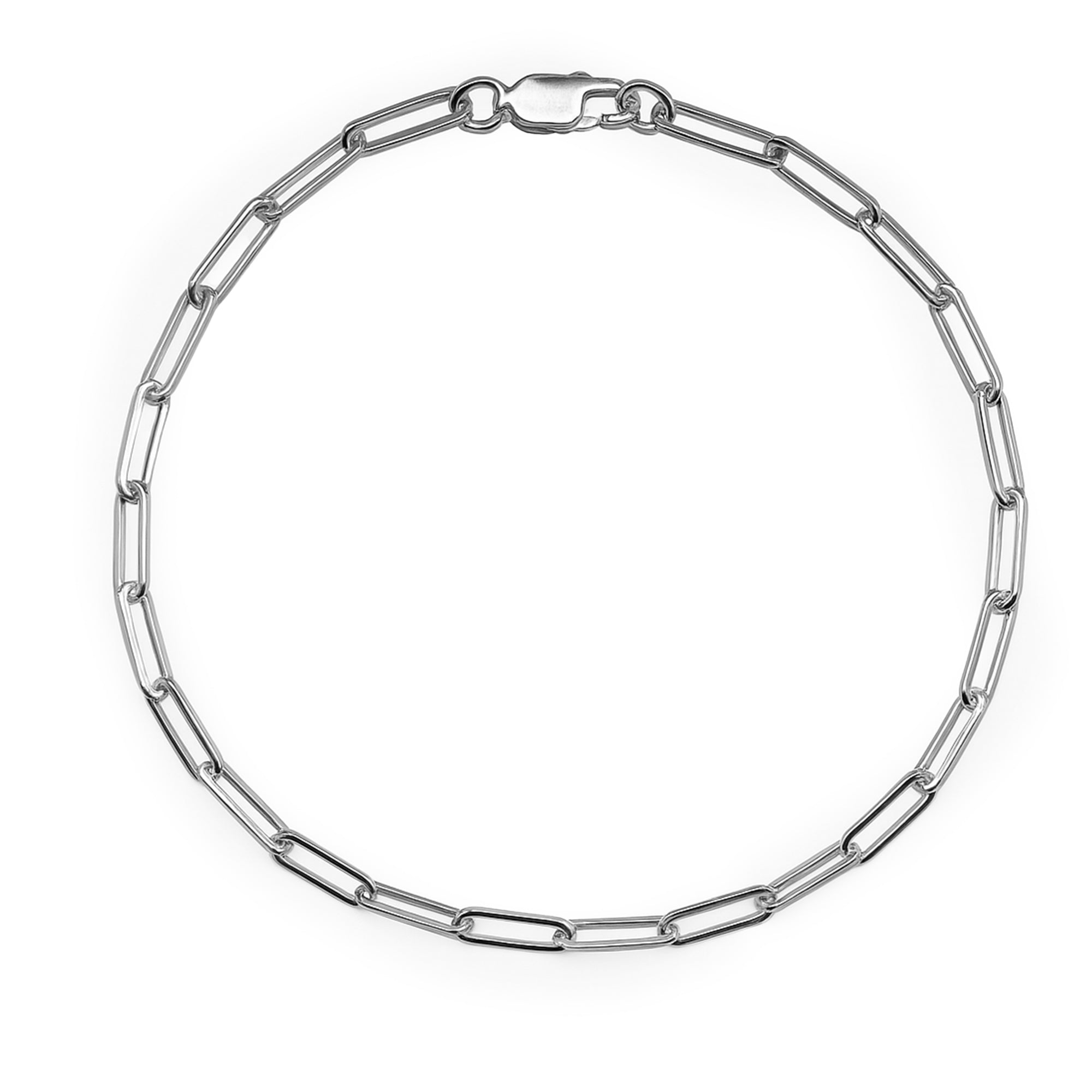 Pulsera Paper Clip Eslabon .7mm Liso Plata .925