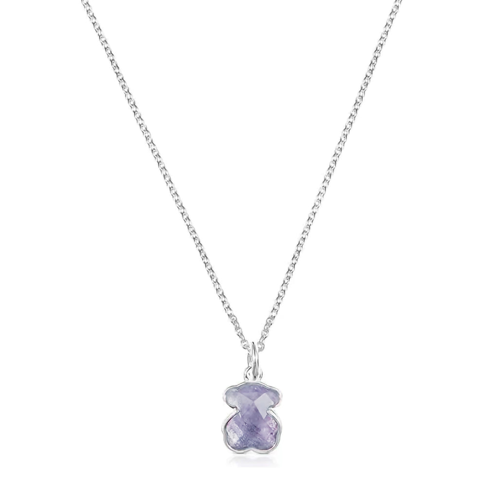 Collar Osos 1:1 Oso Amatista Plata .925 con Baño de Rodio