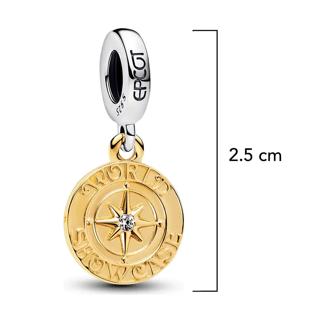 Charm Inspirado Pan 1:1 Brújula Epcot, Plata .925