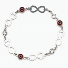 Pulsera Infinito con Ojo Turco Rojo Plata .925