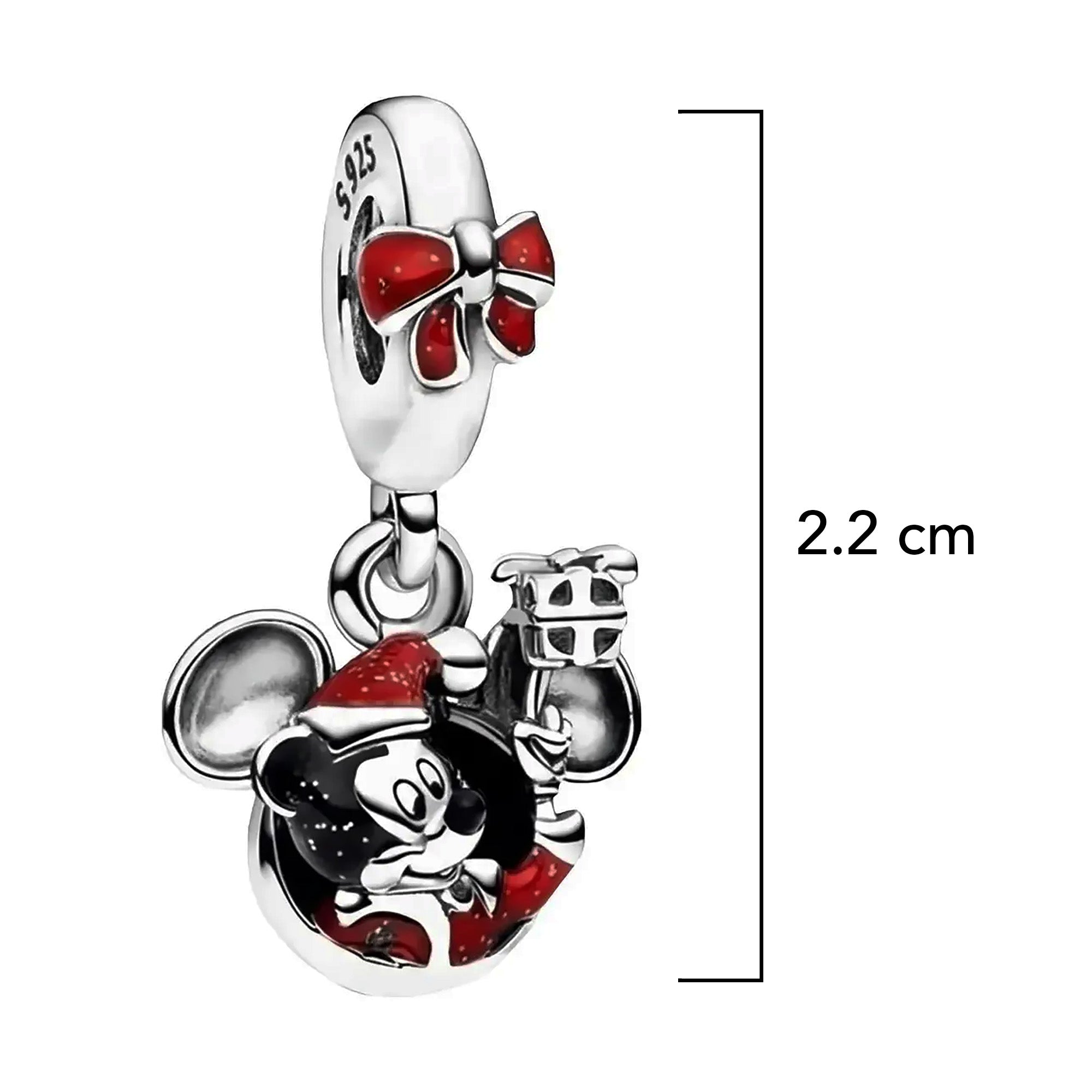 Charm Inspirado Pan 1:1 Mickey Navideño, Plata .925