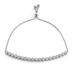 Pulsera Ajustable Circonias Biseladas Plata .925 con Rodio
