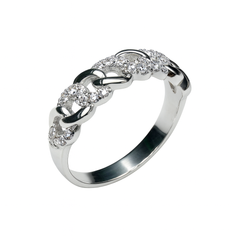 Anillo Eslabones con Micro Circonias Plata .925 con Rodio