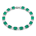 Pulsera Turmalina Cuadrada con Circonias Blancas Cuadradas, Plata .925 con Baño de Rodio