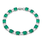 Pulsera Turmalina Cuadrada con Circonias Blancas Cuadradas, Plata .925 con Baño de Rodio